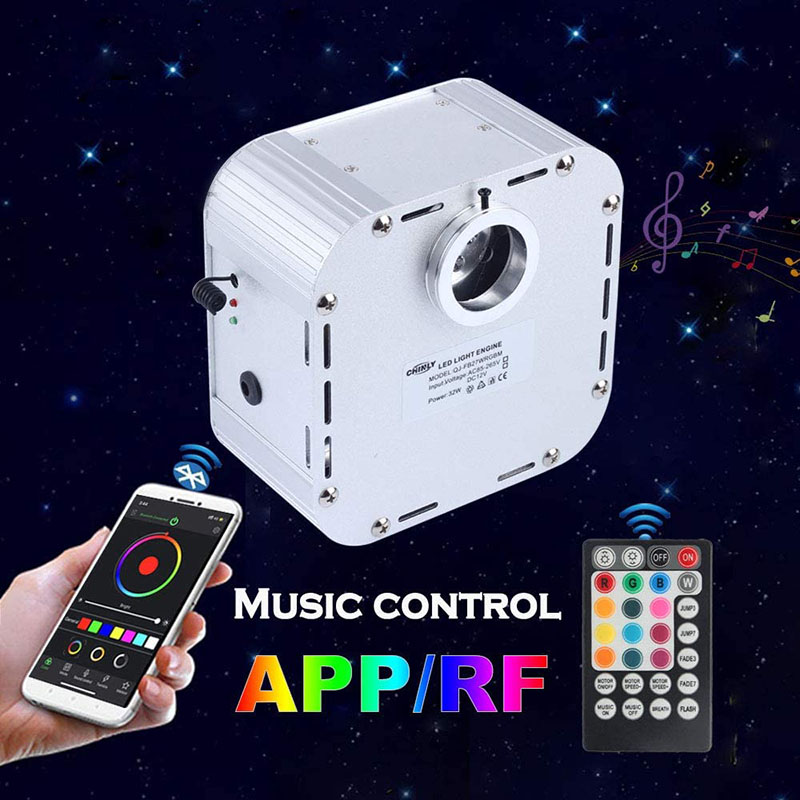 DC12V 32W Bluetooth APP & RF Music Twinkle RGBW LED Headlinear Stars Fiber Optic Light Source